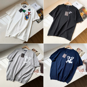 New Louis Vuitton (LV) Casual Loose-Fit Short-Sleeve Knit T-Shirt-6244  