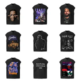 Travis Scott x Astroworld Printed Short Sleeveless T-Shirt-6380  